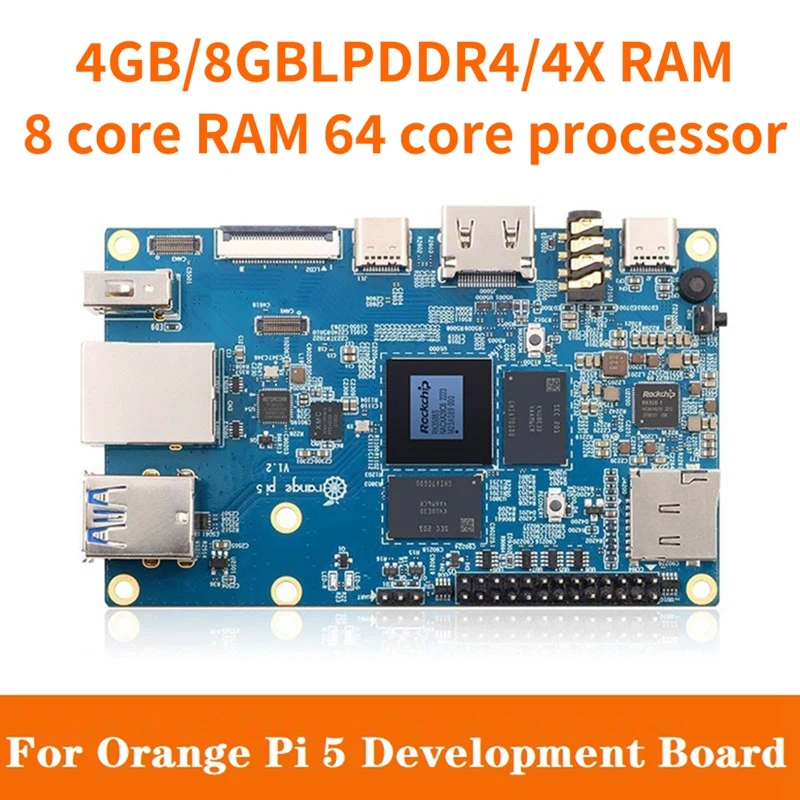 Voor Oranje Pi 5 Development Board + Metalen Case Kit Rk 3588S 8-Core Arm 64bit Ram 8K Gigabit Wifi + Bt Development Board