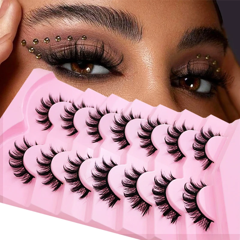 14쌍 2박스 D 컬 인조 속눈썹, 천연 속눈썹, 폭발 줄무늬 D 컬 속눈썹, 확장 스트립 속눈썹