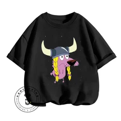 Cheerful Courage The Cowardly Dog Cartoon T-Shirts for Boys and Girls Summer Fashion Soft Elastic Sports Tops for Kids