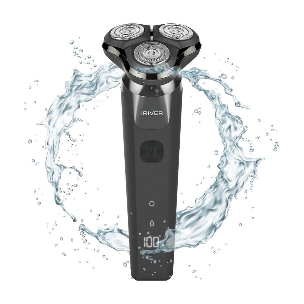 ماكينة حلاقة كهربائية Iriver Iys-100 محمولة من النوع C للشحن الجاف/الرطب برأس مغناطيسي Led لاستخدام مستوى البطارية أثناء السفر