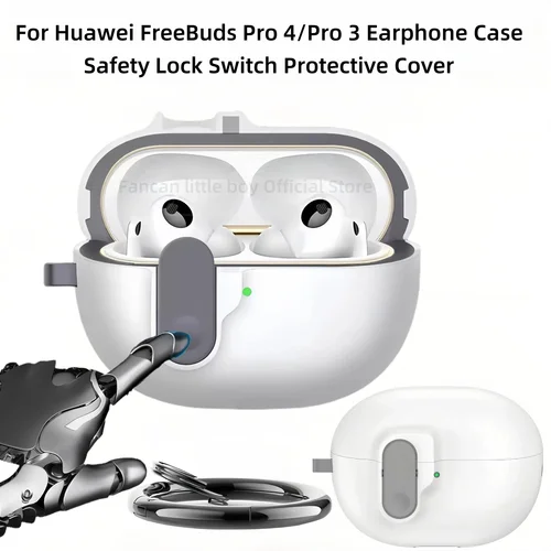 2025 para Huawei FreeBuds Pro 4/Pro3 Funda para auriculares Funda de lujo con llavero Funda protectora a prueba de golpes con cordón (blanco)