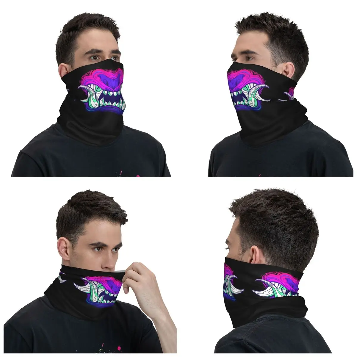 Custom Oni Tiger Demon Bandana Winter Neck Men Windproof Wrap Face Scarf for Ski Japanese Hanya Samurai Tattoo Gaiter Headband