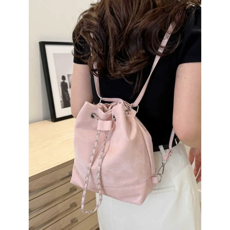 

Foufurieux PU Leather Multi-Function Backpacks 2024 Casual Korean Fashion Solid Color Backpack Lady Travel Simple Backpack Bags