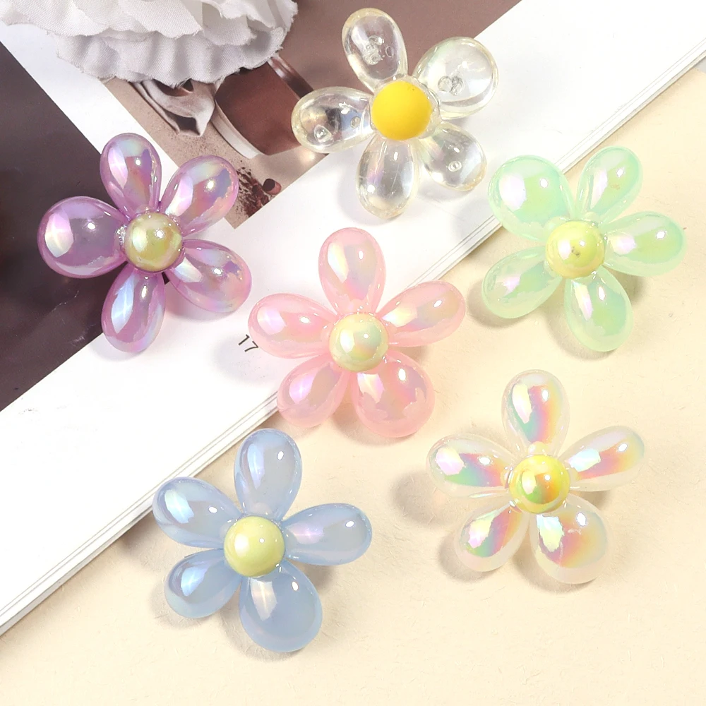 5-10 pezzi acrilico colorato cinque petali fiore perline distanziatore perline sparse fai da te fatti a mano collana orecchini perline accessori materiali