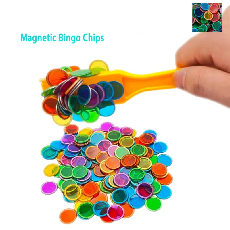 Montessori Magnetic Stick Wand Set Bingo Chips Science Color Counting Math Learning Toy Kids Educational Toys Funny Family Game