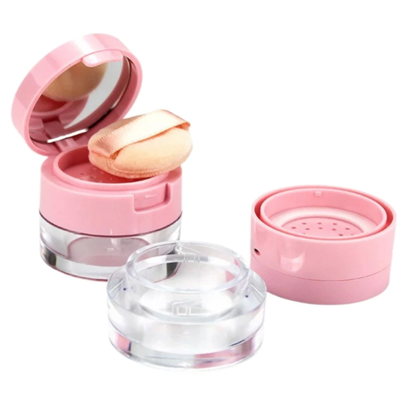 1Pcs 3g/5g Portable Powder Box Empty Loose Powder Container With Sieve Mirror Cosmetic Sifter Loose Jar Travel Makeup Container