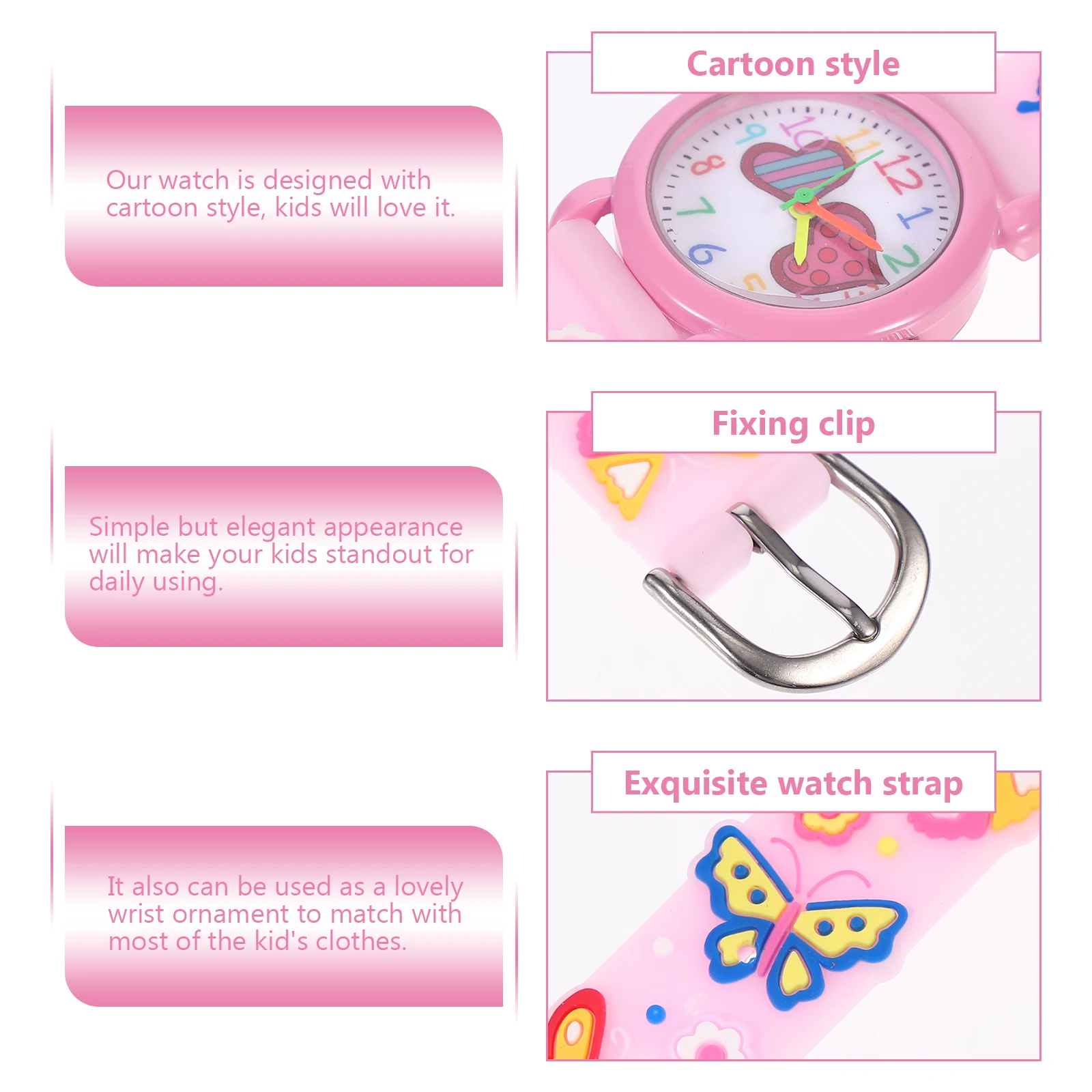 

1pc Colored Kids Watch All-Match Wrist Watch Practical Cartoon Design Lightweight Adjustable Durable Student Gift Decorative 3D
