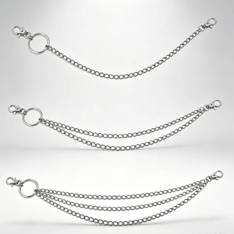Punk Combination Layer Metal Belt Chain Hook Waist Wallet for Men Women Hip Hop Fashion Jewelry Accessory