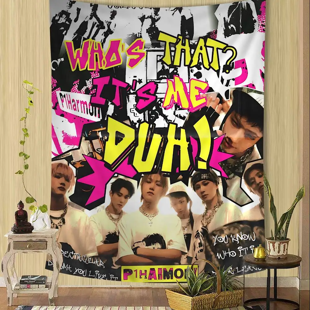 

K-pop Idol Group Collage Wall Tapestry Hot Kawaii Banner Backdrop Decoration Party Decoration Background Living Room Tapestry
