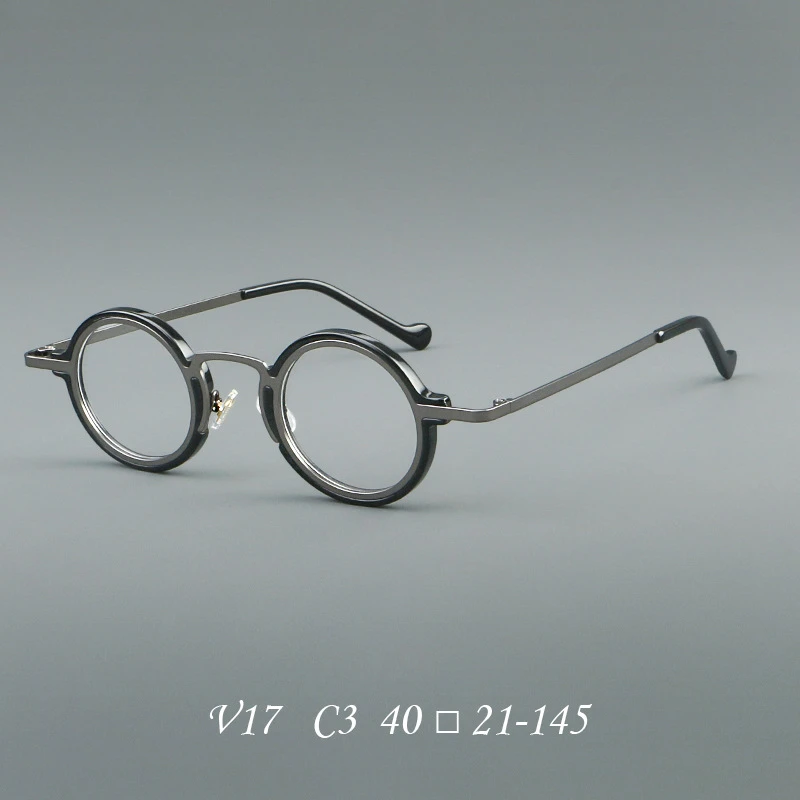 HONKAN Ultraleichter Acetat-Rahmen Metall-Brillengestell Retro Runde Lesebrille für Herren und Damen Hochwertiger Optischer Brillenrahmen – Detail 9