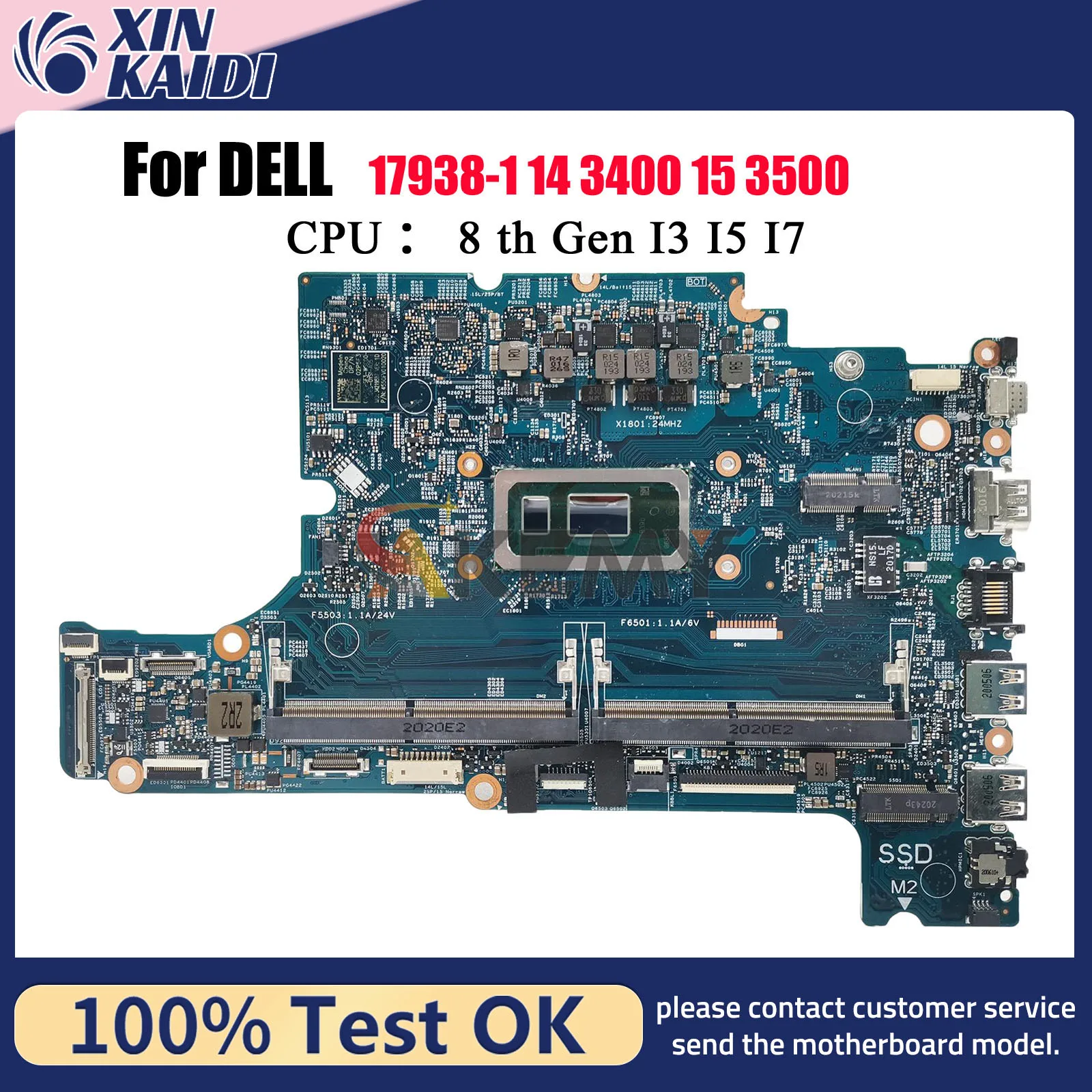 

For Dell Inspiron 13 7386 Laptop Motherboard 17925-1 with i5 i7 CPU CN-0NDK8H 02CF17 DDR4 100% Tested OK