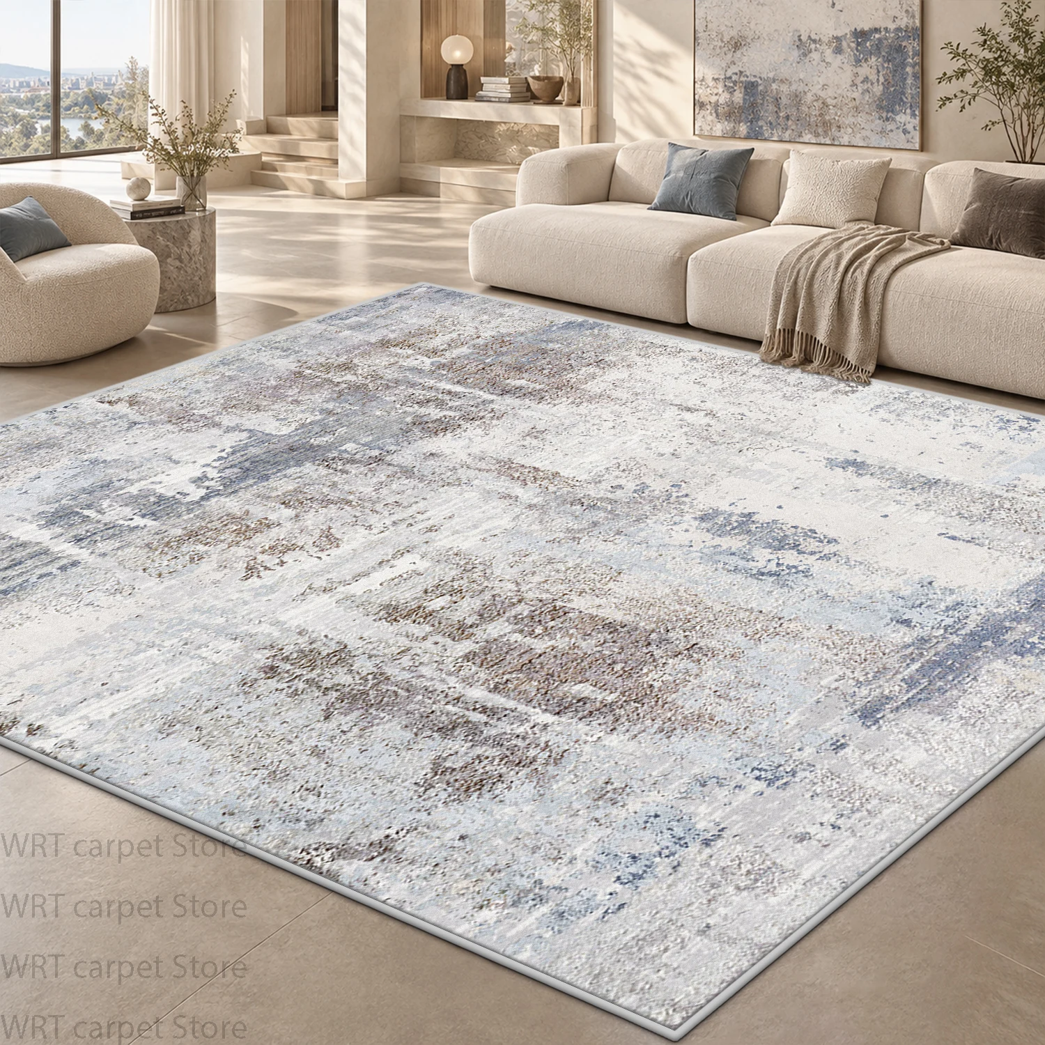 Nordic Light Colored Large Carpet for Living Room Abstract Decoration Home Bedroom Rug Non-slip Washable Sofa Area Soft Foot Mat