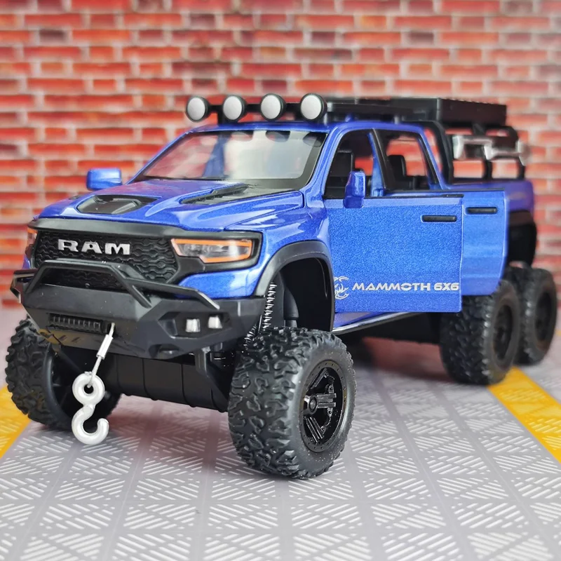 1:32 Dodge Tyrannosaurus Rex alloy car model off-road vehicle acousto-optic pull back boy door can open children's toy car gift