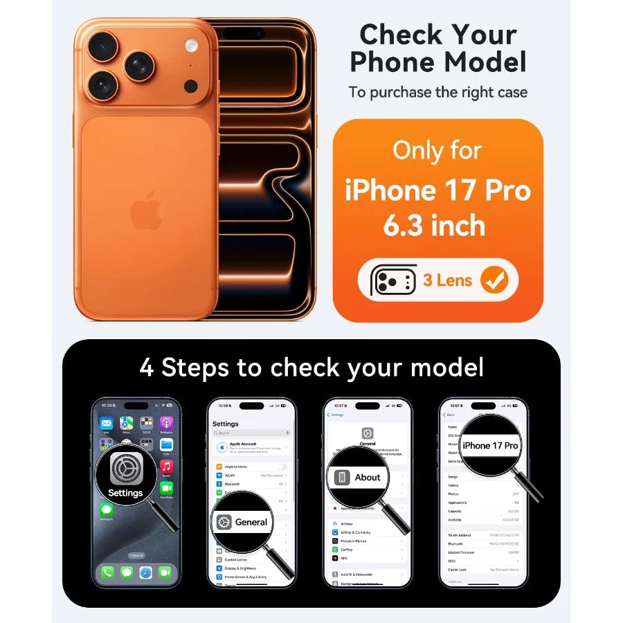 حامل مغناطيسي يدور 360 درجة لهاتف iPhone 17 Pro مع حماية كاملة للكاميرا وتوافق Magsafe شفاف غير لامع ومقاوم للصدمات