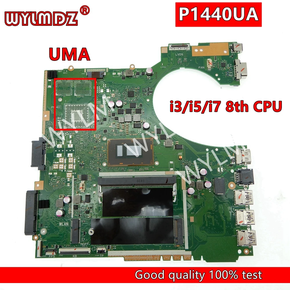 P1440UA 4GB RAM i3/i5/i7 8th CPU notebook Mainboard For Asus P1440 P1440U P1440UA P1440UF  Laptop Motherboard