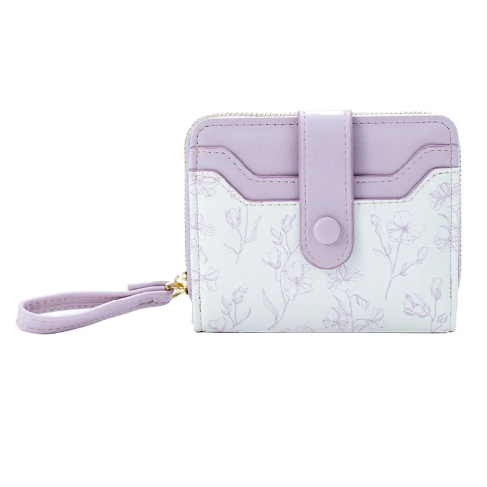 

Floral Print Mini Coin Purse Bag Multi Function ID Credit Card PU Leather Short Wallet Korean Ins Fashion Zipper Pouch