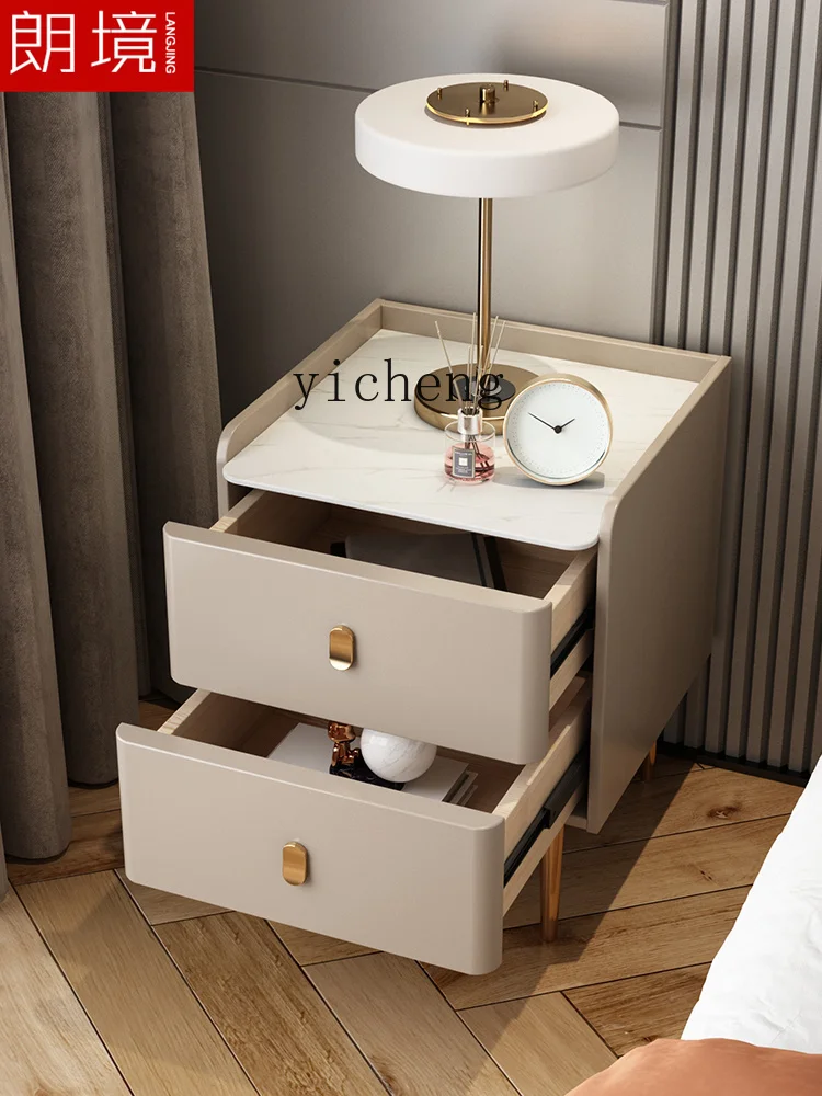 Modern Light Luxury Bedside Table Stone Plate Nordic Bedroom Small Apartment Bedside Cabinet