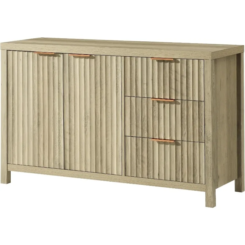 Fluted Storage Cabinet Sideboard Large Buffet with Adjustable Shelves,Multifunctional Accent Cabinet Console Cabinet