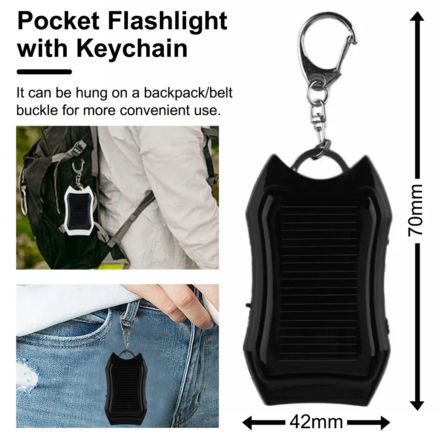 Mini Keychain Light Portable Solar Charging Flashlight Small Torch Emergency Lights USB Rechargeable Keychain Flashlights