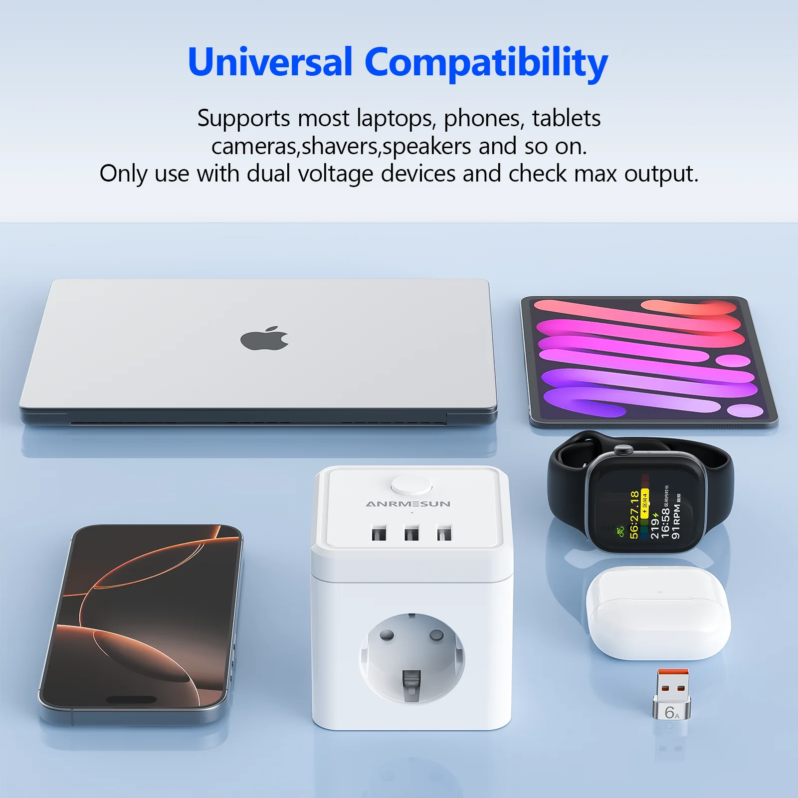 JINGMIN kostka gniazda UE bez kabla 5-kierunkowy adapter gniazda 250 V/16 A, przedłużenie gniazda ściennego do sypialni biuro w domu podróż