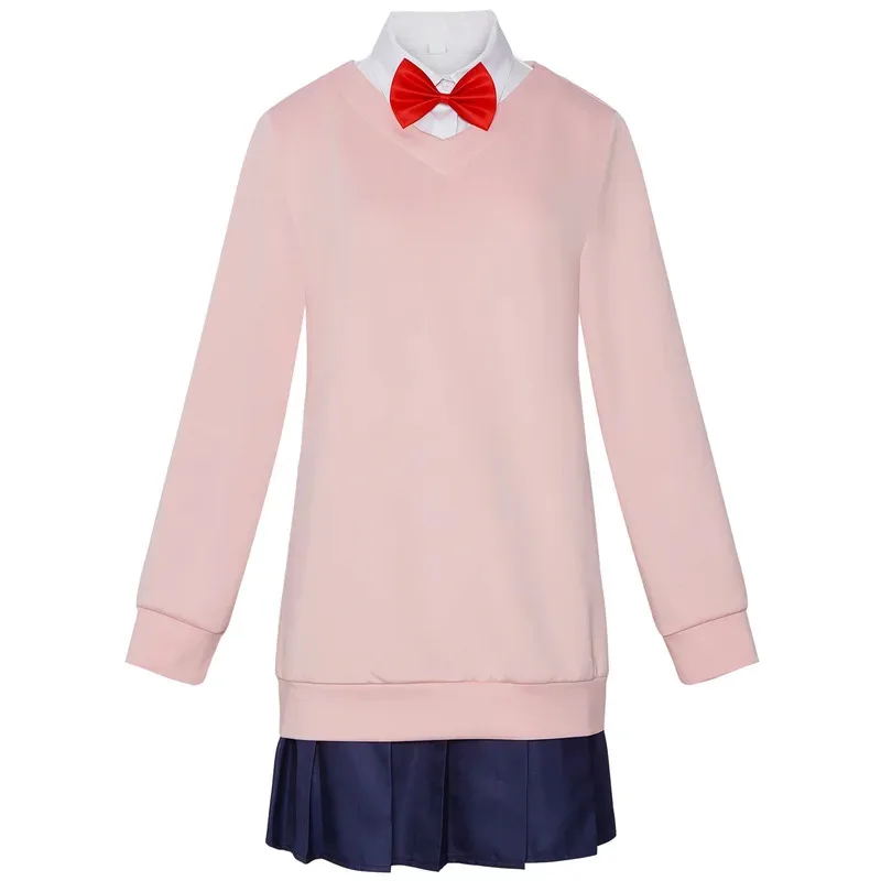 

aaa12 3In Stock Momo Ayase Costume Wig Anime Dandadan School JK Uniform Earrings Pink Sweater Skirt Da Dan Cosplay C