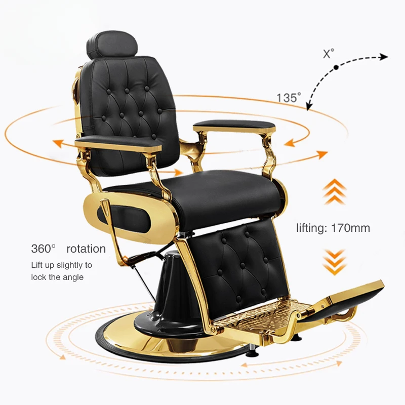 Salon Furniture Folding Classic Haircut Stying Reclining Barber Chair Vintage