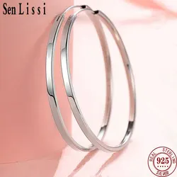 Senlissi - New Fashion 18K Gold Plated Hoop Earrings For Women 925 Sterling Silver Earring Cерьги Kольца Jewelry Girlfriend Gift