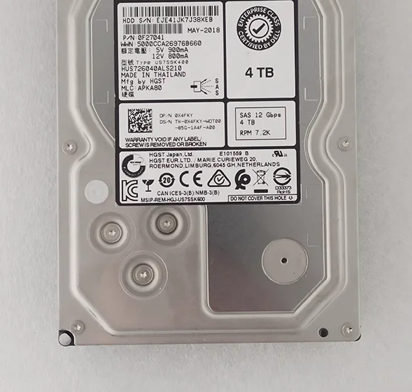 For 0X4FKY HUS726T4TALS210 4T 7.2K 12Gb SAS 3.5 server hard drive