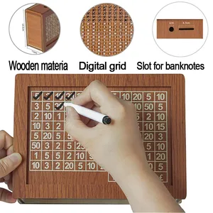 Saving Box 10000€ Piggy Banks To Save10000 Euros Money Vault Children's Purse Deposit with Counter Eur Wooden Box CXG01 3 best sales unfinished wood boxes - №2