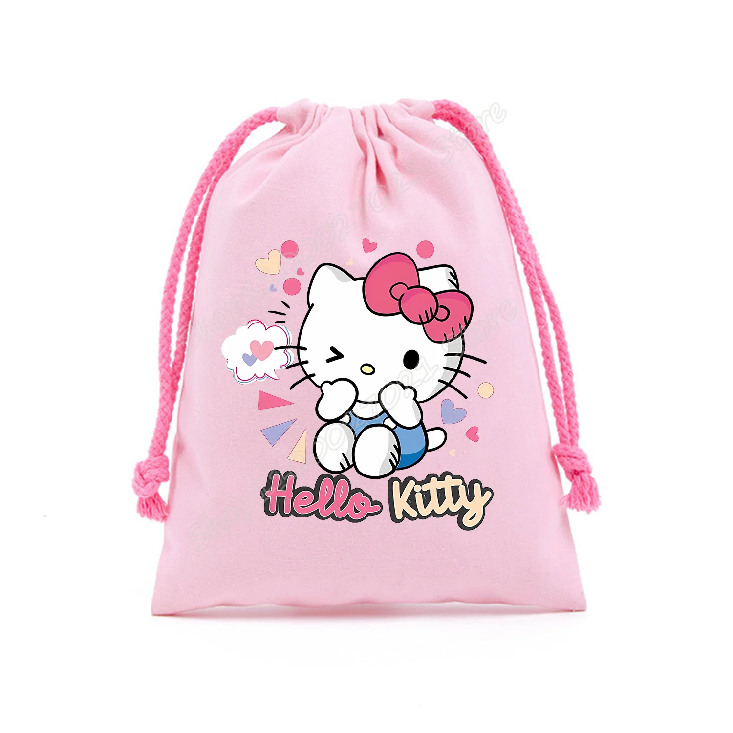 Hello Kitty Drawstring Bag Cute Cartoon Gift Bag Drawstring Pouch Anime Kids Pink Party Bag Storage Bags New Large Capacity Bags