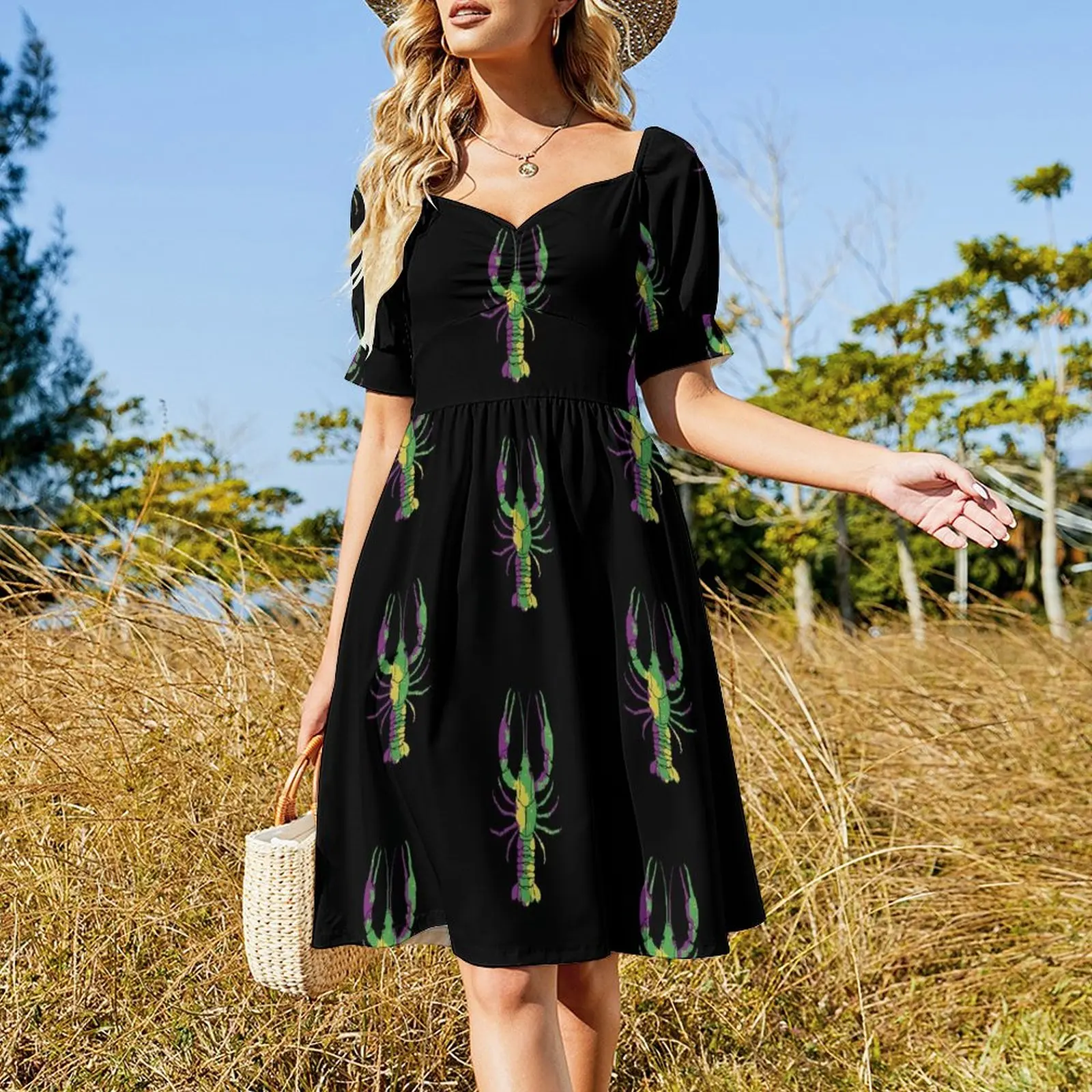 Colorful Mardi Gras Crawfish Short Sleeved Dress dresses for woman 2025 women clothes Dress