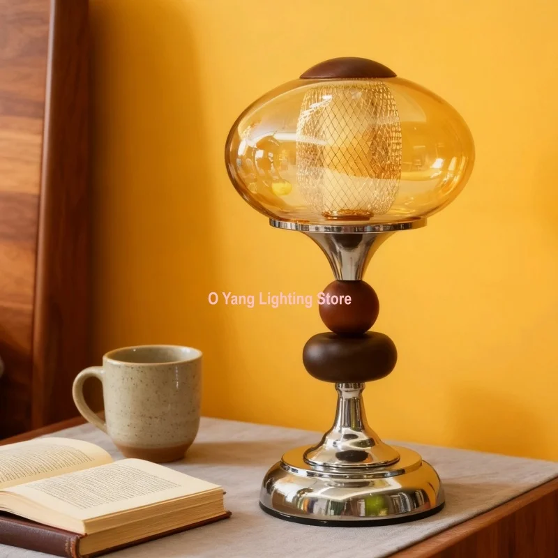 Middle Aged Solid Wood Palace Lamp Rechargeable Touch Switch Study Bedroom Bedside Lamp Decorative Atmosphere Small Night Light