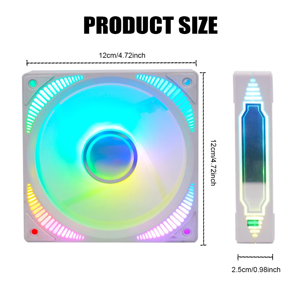 Kipas Casing PC Manmu RGB 120mm, Kipas Pendingin RGB 12cm, Radiator Pendingin CPU, Kipas Casing Komputer