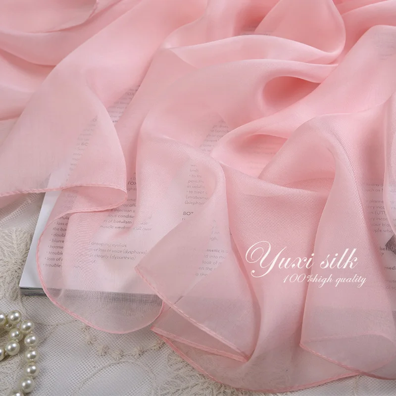 الوردي الصلبة اللون خفيفة الوزن الشاش منديل الحرير وشاح طويل شال المرأة الصيف الربيع والخريف والشتاء