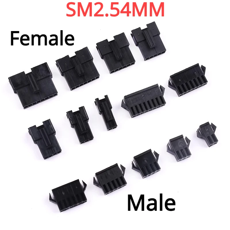 

10Pair SM 2.54mm Pitch 2 3 4 5 6 7 8 Pin JST SM-2/3/4/5Y Male & Female Head Plug Housing Pin Header Crimp Terminals Connector