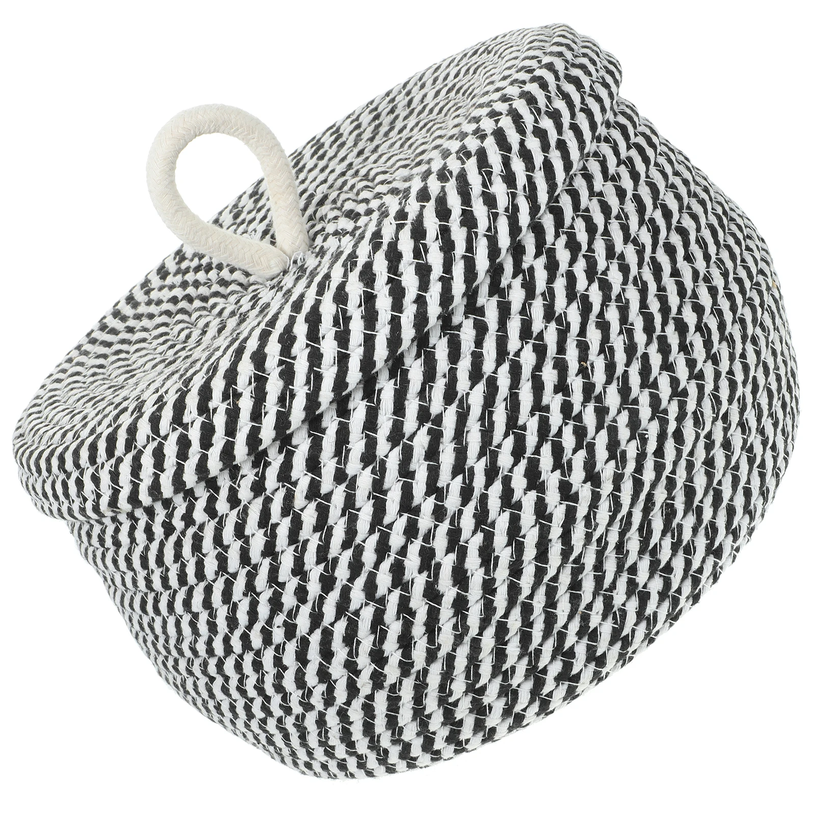 

Cotton Rope Woven Storage Basket Lid for Home Kitchen Egg Black White Pattern Baskets Snack Sundries ganizer Durability