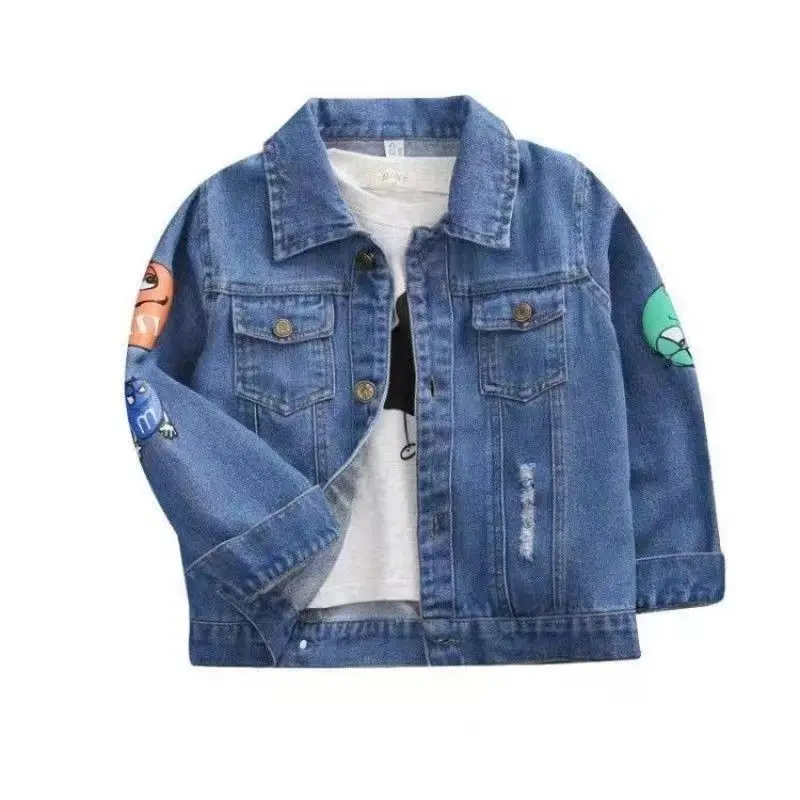 2024 New Autumn Jacket For Boy Jean Coat Cartoon Kids Outwear Spring Denim Jacket Boy Windbreaker Children Jacket