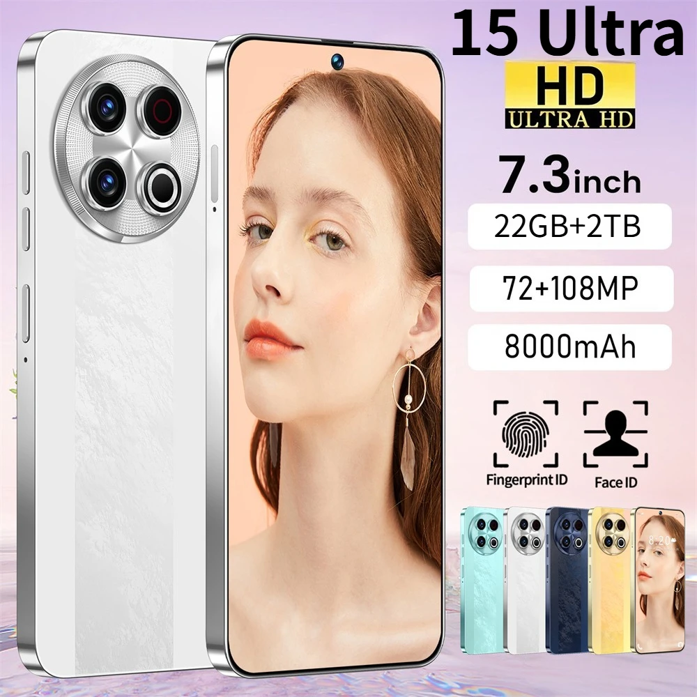 2026 15 Ultra Telefono Cellulare Originale Cellulari Hd Da 7,3 Pollici 4G 5G Dual Sim 7800Mah Telefono Cellulare Android 14 Versione Globale Smartphone