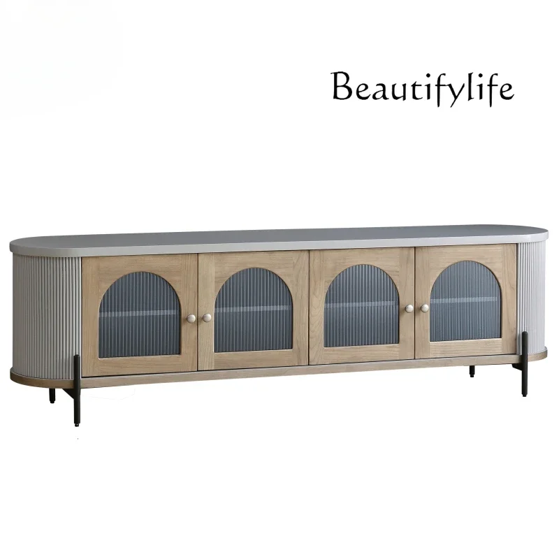 S Nordic Light Luxury Simple Modern French American Solid Wood TV Cabinet Living Room Dining Side Cabinet