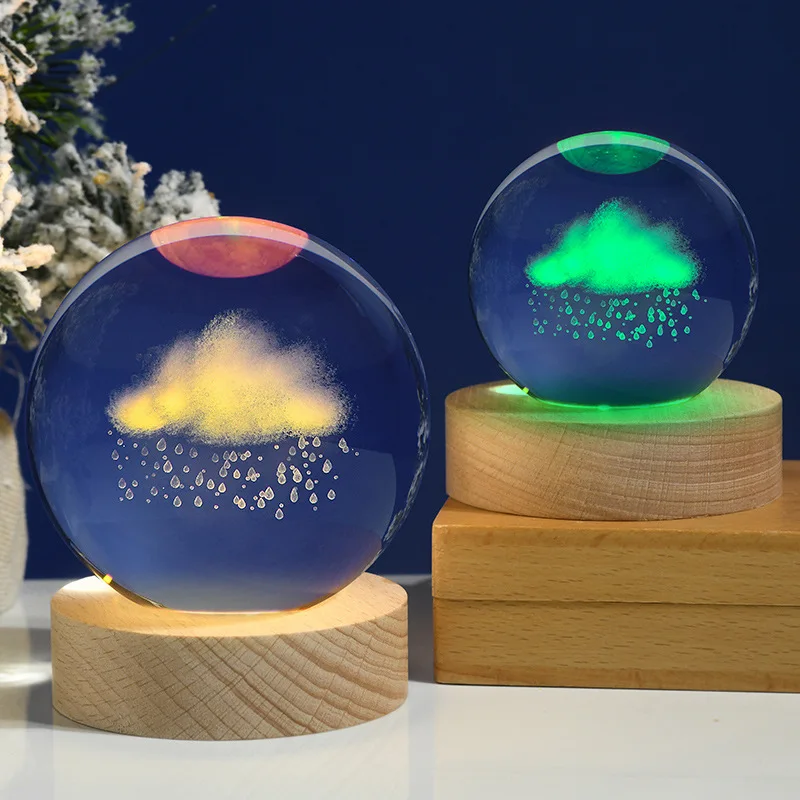 Creative 6cm 8cm Solar System Planet Crystal Ball Night Light 3D Laser Engraved Galaxy Moon LED Light Home Decorations Kids Gift