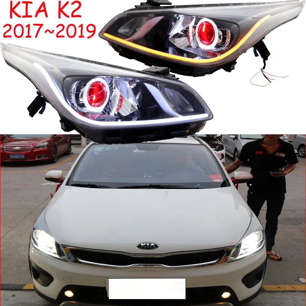 1set Bumper Head Lamp For KIA K2 Headlight 2017~2019y Car accessories,Front Light For Kia K2 Rio Headlamp Fog