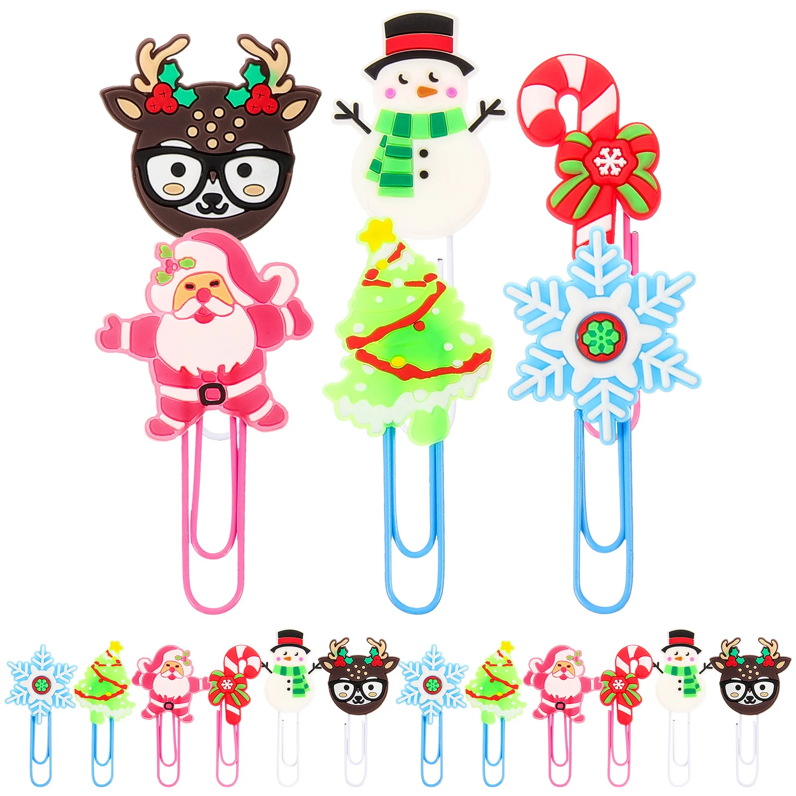 24 قطعة من مشابك ورق عيد الميلاد الإشارات المرجعية مقاطع PVC الإبداعية لمكتب المدرسة وثيقة ورقة المشبك لطيف عطلة الديكور