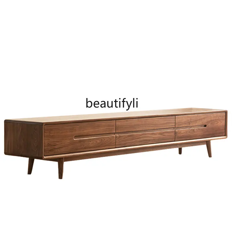 

LBX Black Walnut Solid Wood Living Room Nordic White Oak TV Stand