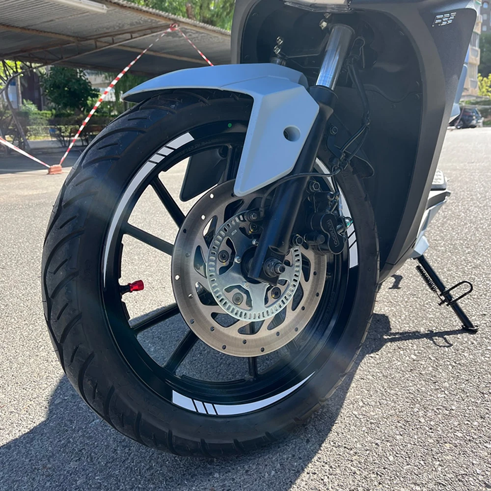 12 pieces Motorcycle Bicycle Wheel Rim Stripe Reflective 18-21in Wheel Decal Tape Sticker Motorcycle Car Tire Decals Trim Strips