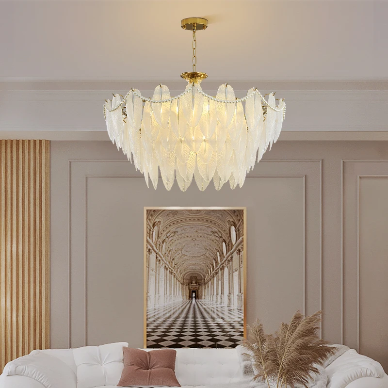 Modern LED Chandelier Lamp Hanging Lights French Living Room Dining Bedroom Restaurant Mall Wedding Romantic Crystal Glass Lamp