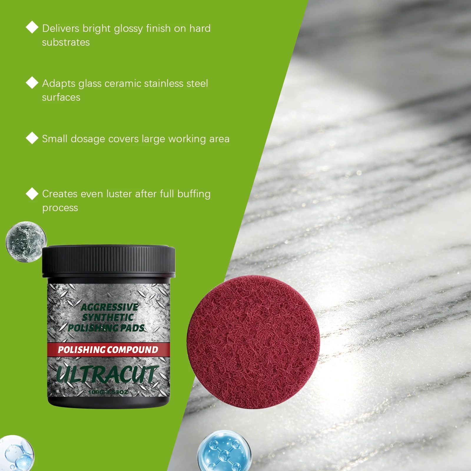 Metal Ceramic Stone Polishing Paste Pad Multi‑Surface Scratch Remover Fine Polishing Compound for Car Stainless Steel Care Tool