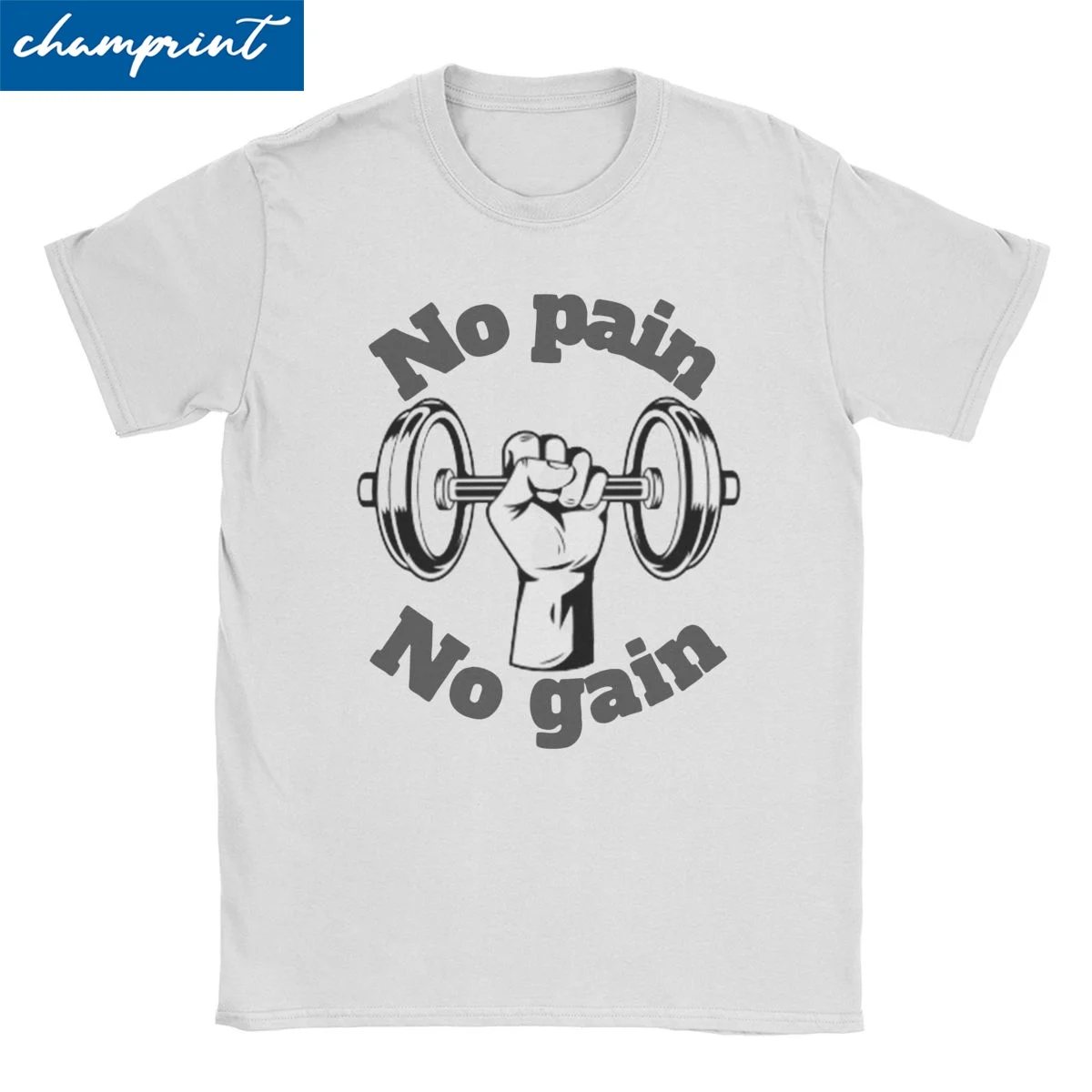 Gym No Pain No Gain T Shirts Men Women 100% Cotton Vintage T-Shirts Crew Neck Tee Shirt Short Sleeve Clothing 4XL 5XL 6XL