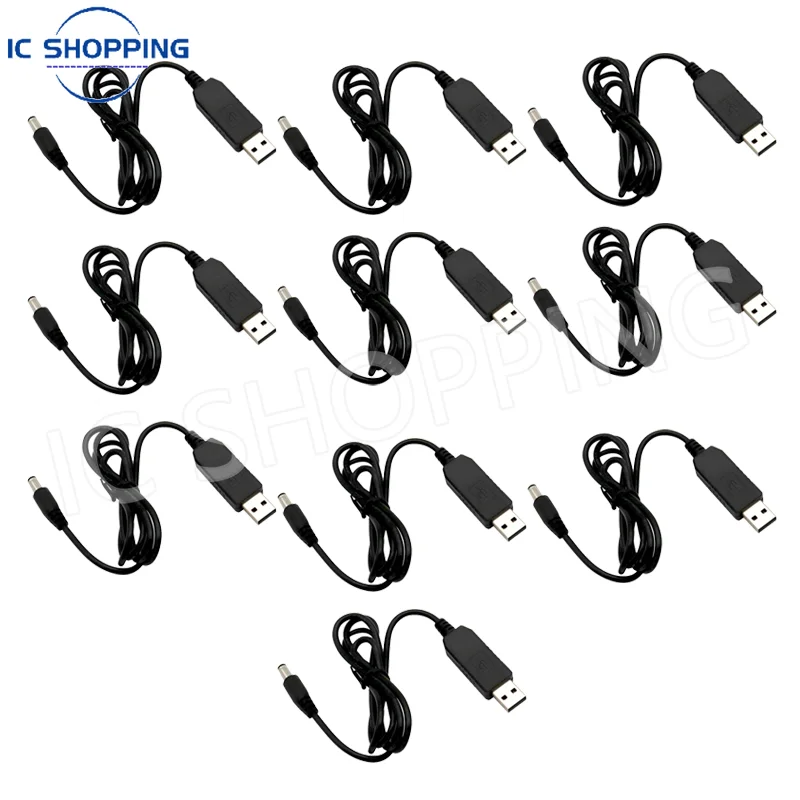 10pcs USB Power Boost Line DC 5V to DC 9V / 12V Step UP Module USB Converter Adapter Cable 2.1X5.5MM Plug