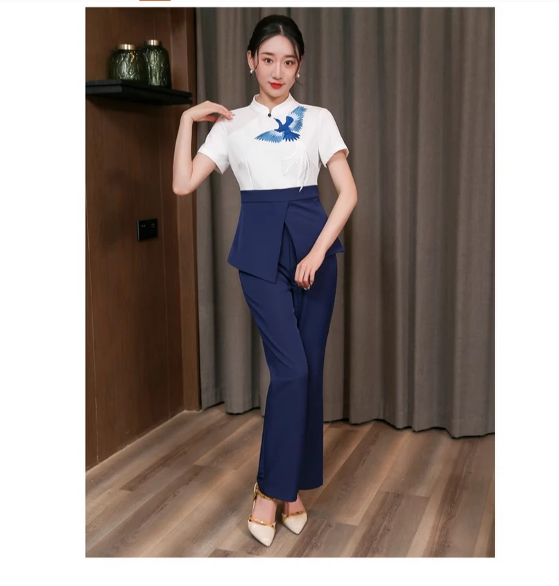 Vêtements de travail d'esthéticienne pour filles, nouveaux vêtements de massage pour hôtel de massage des pieds, ensemble de costumes de technicien de club de spa de santé de bain de pieds haut de gamme