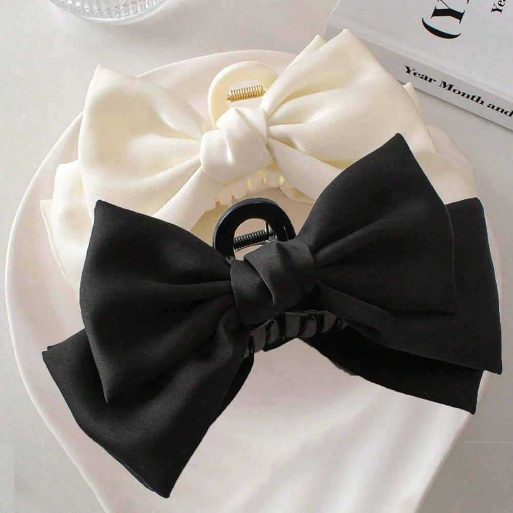 Barrette à cheveux en satin doux avec nœud, barrette élégante pour l'arrière de la tête, accessoire pour cheveux type pince requin